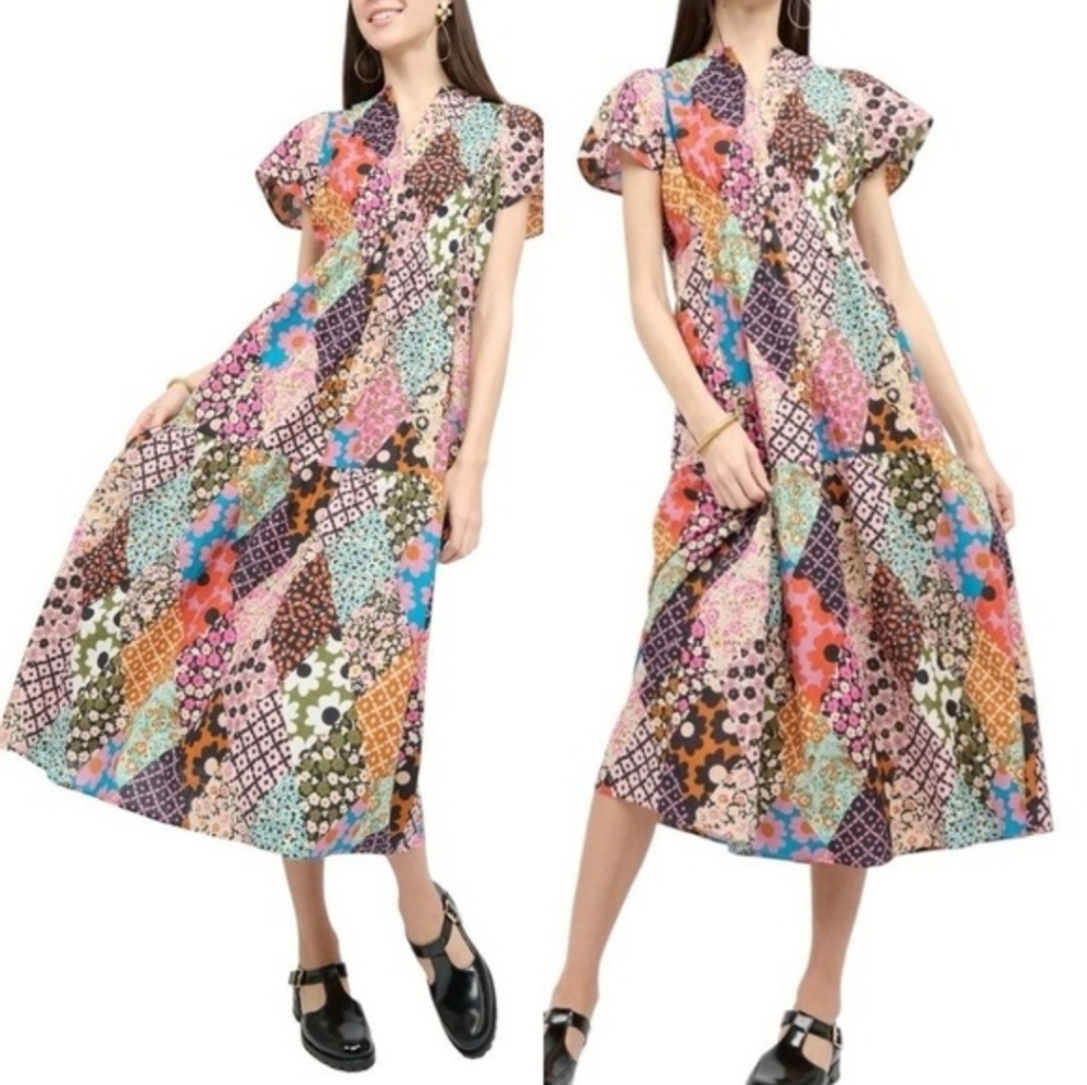 Uncle Frank Ivy Jane Midi to Maxi Dress Floral Patchwork Bohemian Cottagecore